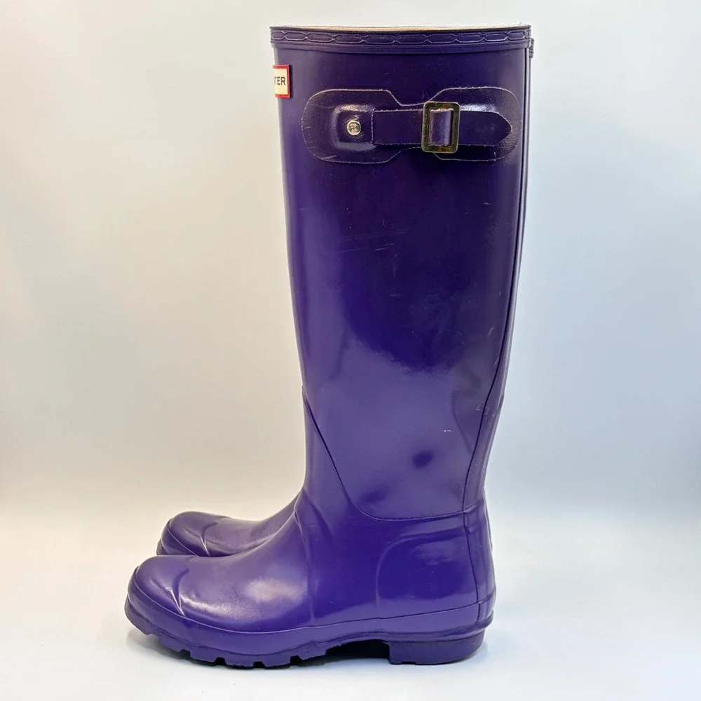 Hunter Original Gloss Tall Purple Rain Boots W23616 Womens 5 Mens 4 EU 35/36